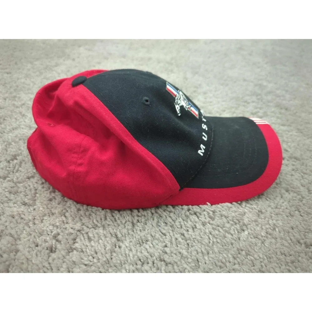 Ford Mustang Baseball‎ Cap Mens OS Checkered Flag Tri-Bar Logo Hook & Loop